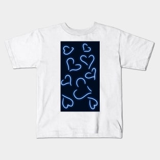 Neon Hearts Blue Kids T-Shirt